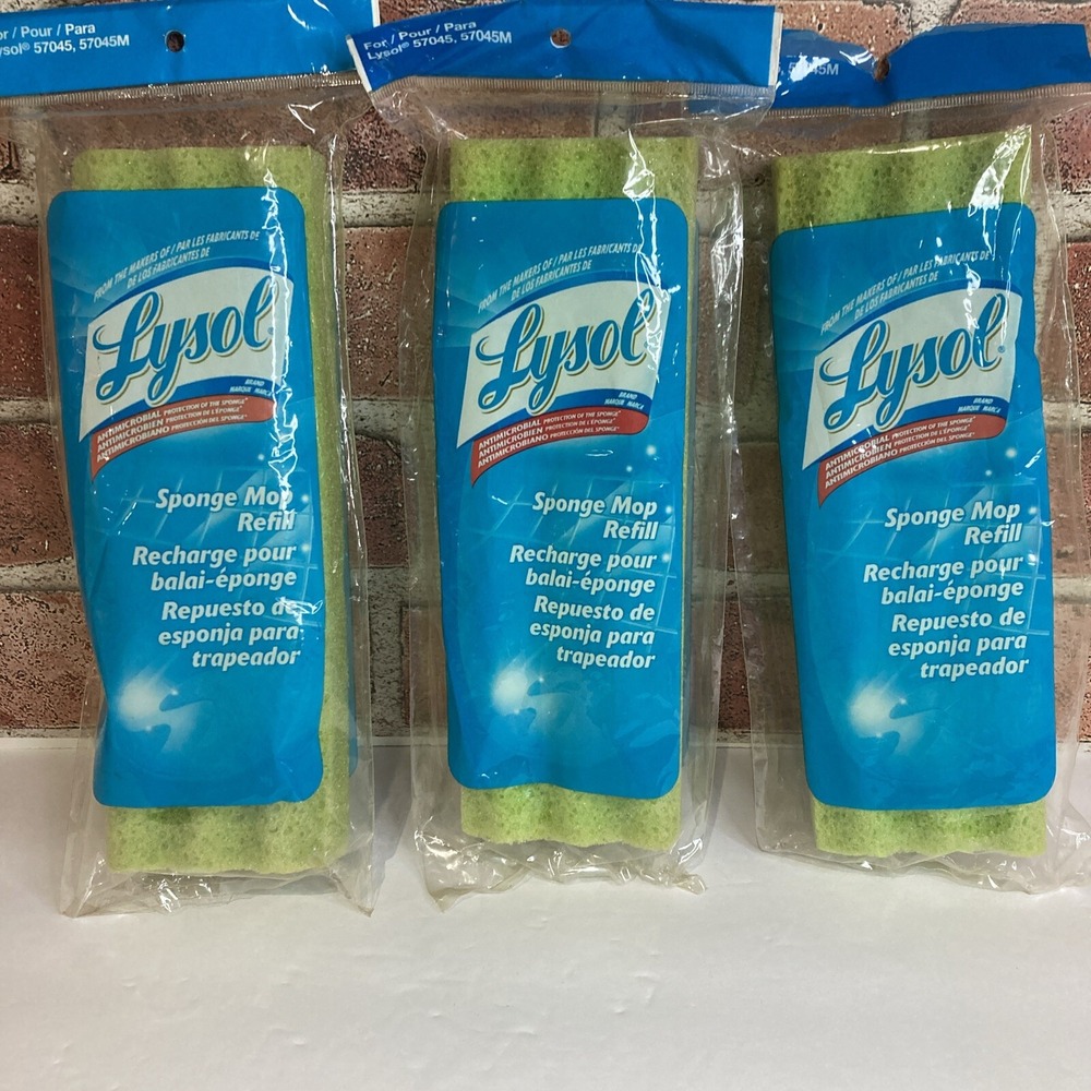 3 X‎ Lysol Antimicrobial Sponge Mop Refill Head for Model 57045 57045M Green